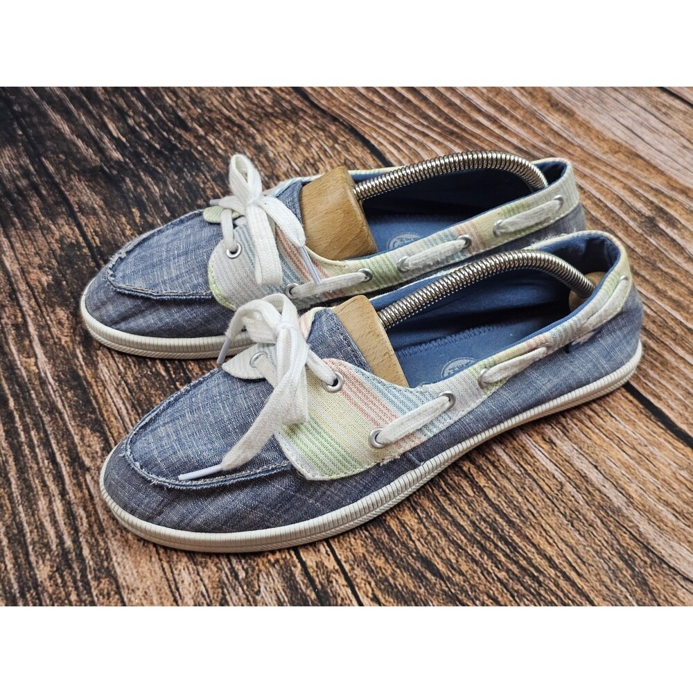 Rocket Dog Women’s 9 Canvas Slip On Shoes Casual Comfort Blue Rainbow Lace Up